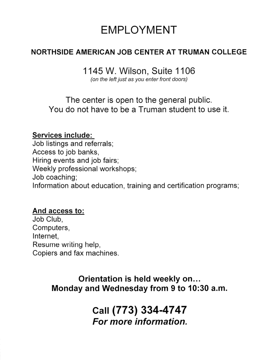Truman College Job Center